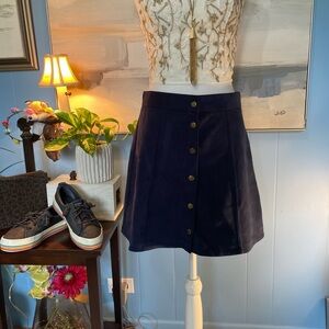 Button-Front Navy Mini Skirt